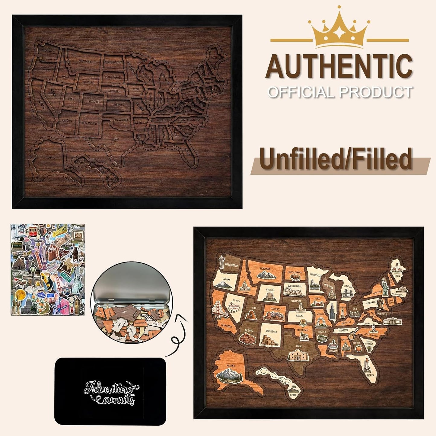 Wooden USA Travel Map Puzzle